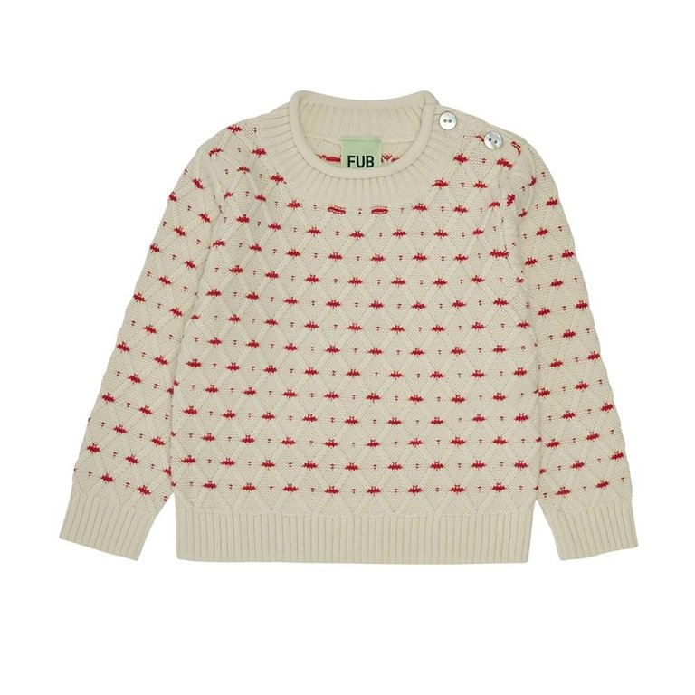 FUB kids FUB Baby - Rhombus Sweater - Ecru/Bright Red