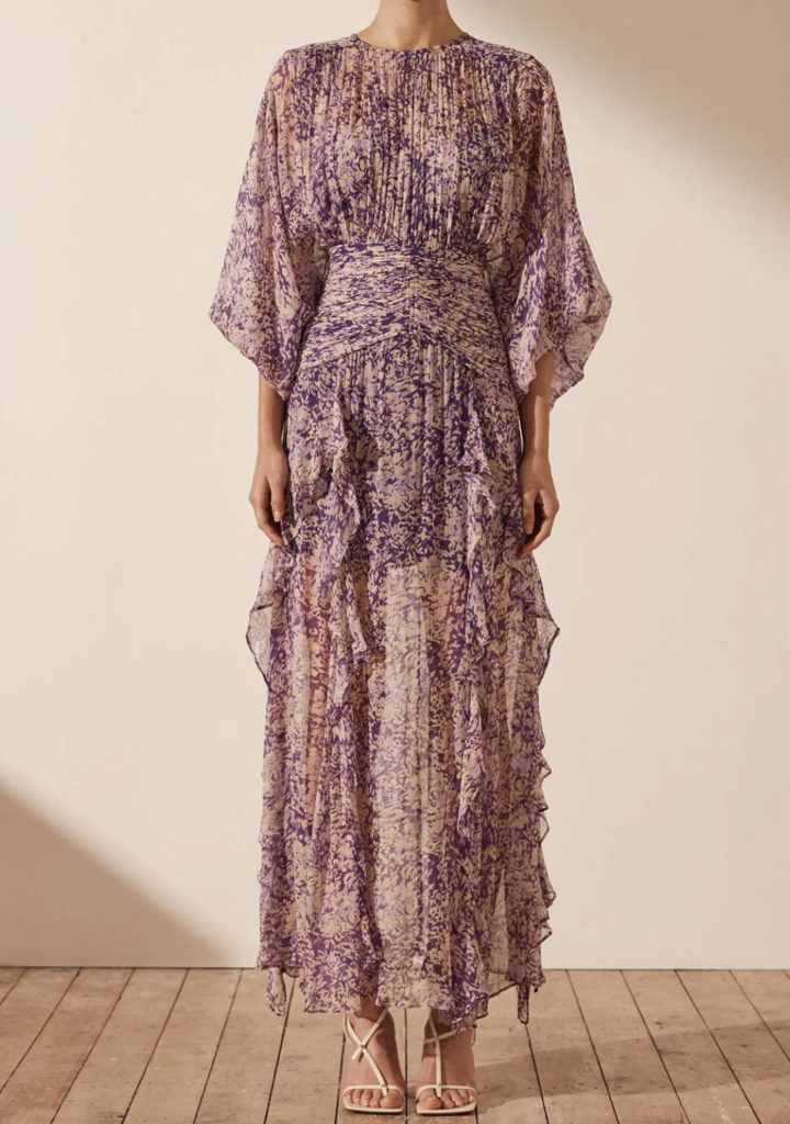 Shona Joy Balloon sleeve maxi dress - Purple multi