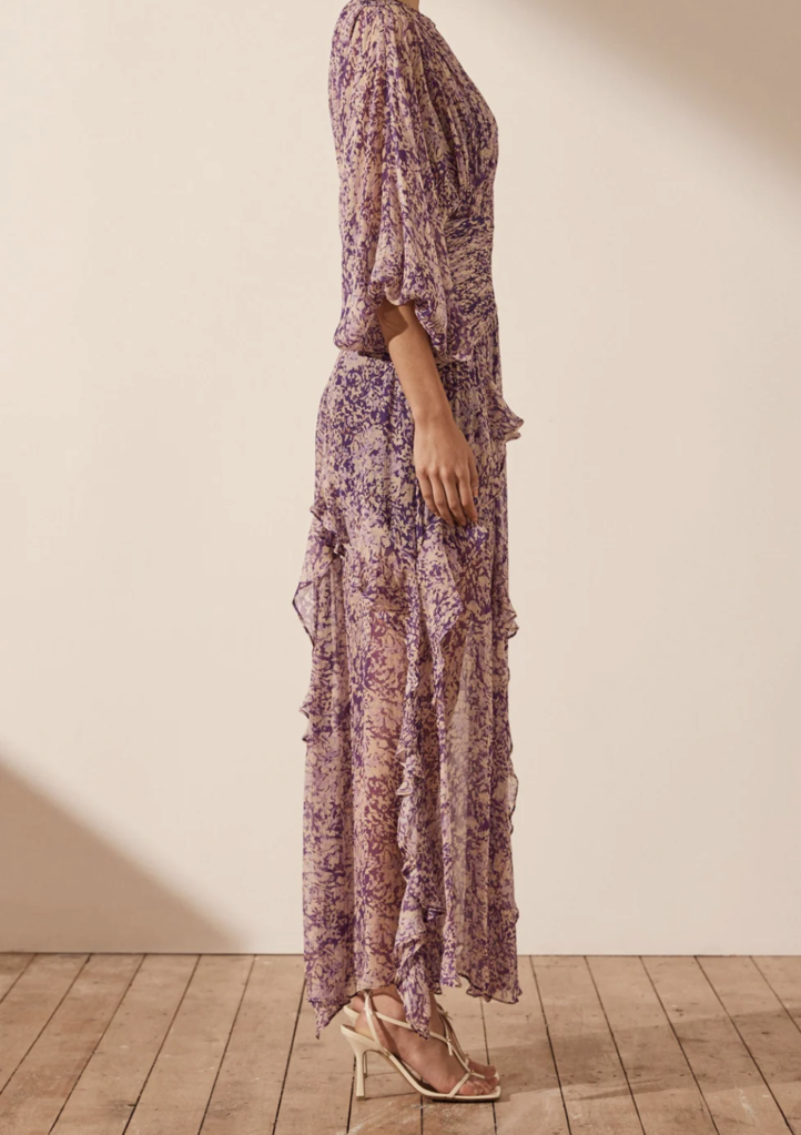 Shona Joy Balloon sleeve maxi dress - Purple multi