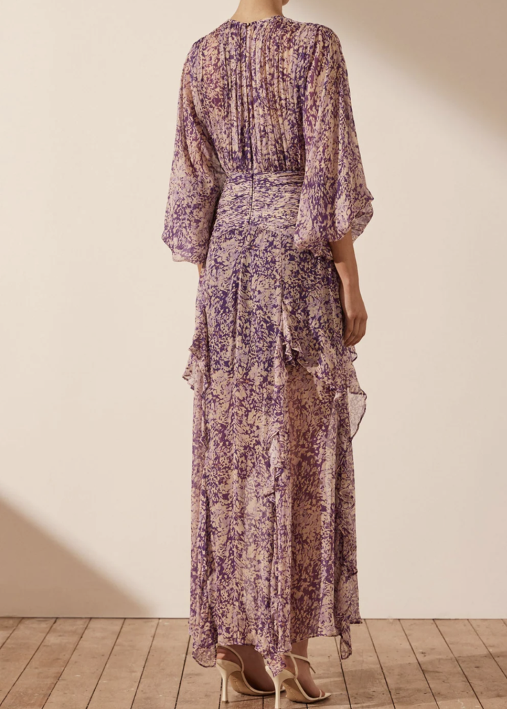 Shona Joy Balloon sleeve maxi dress - Purple multi