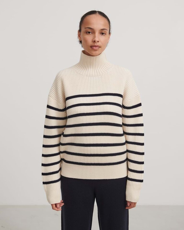 FUB Chunky sweater - Ecru/ dark navy