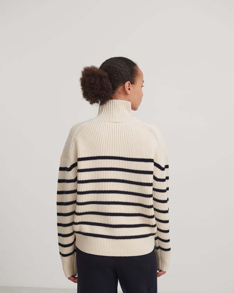 FUB Chunky sweater - Ecru/ dark navy