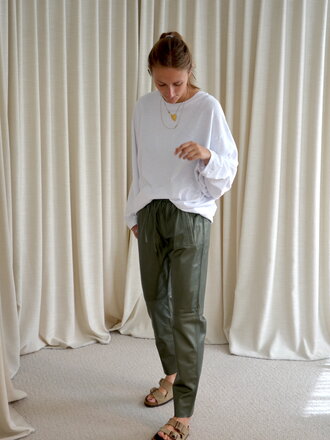 Oakwood Gift leather pants - Metallic green