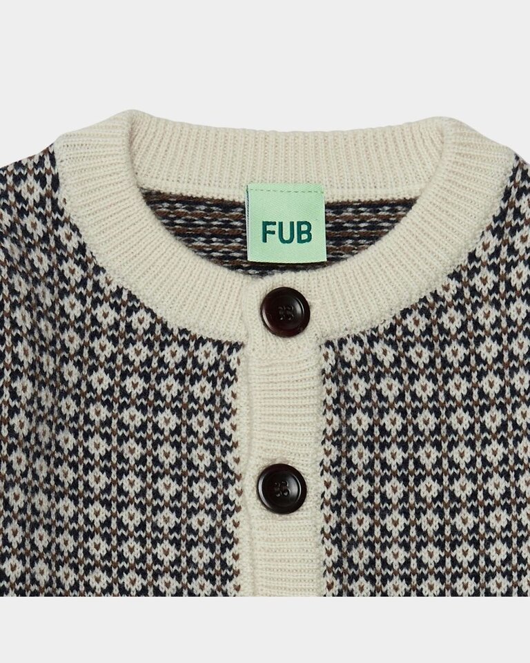 FUB kids Baby - Nordic Cardigan - Ecru/Blue/Red