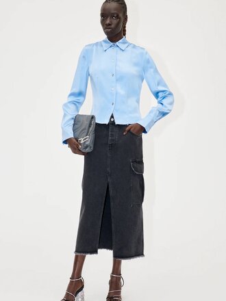 Stine Goya Peter Denim Skirt - Stone Wash Grey