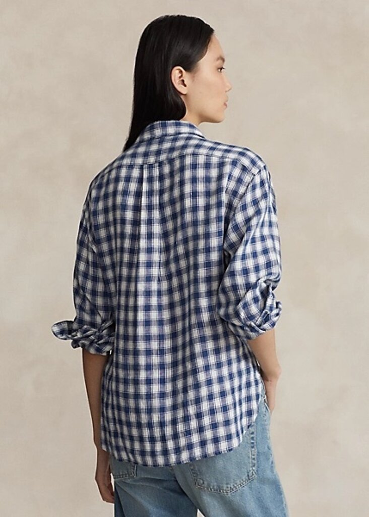 Ralph Lauren Cropped long sleeve shirt - Blue/ white check