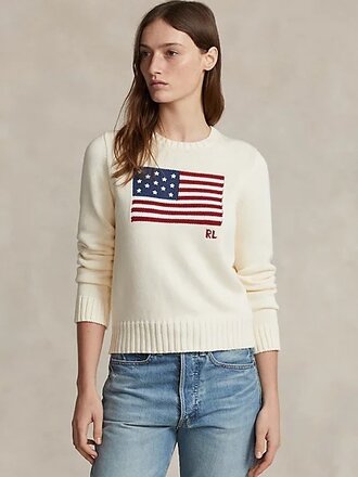 Ralph Lauren Cotton FLAG long sleeve pull - Cream