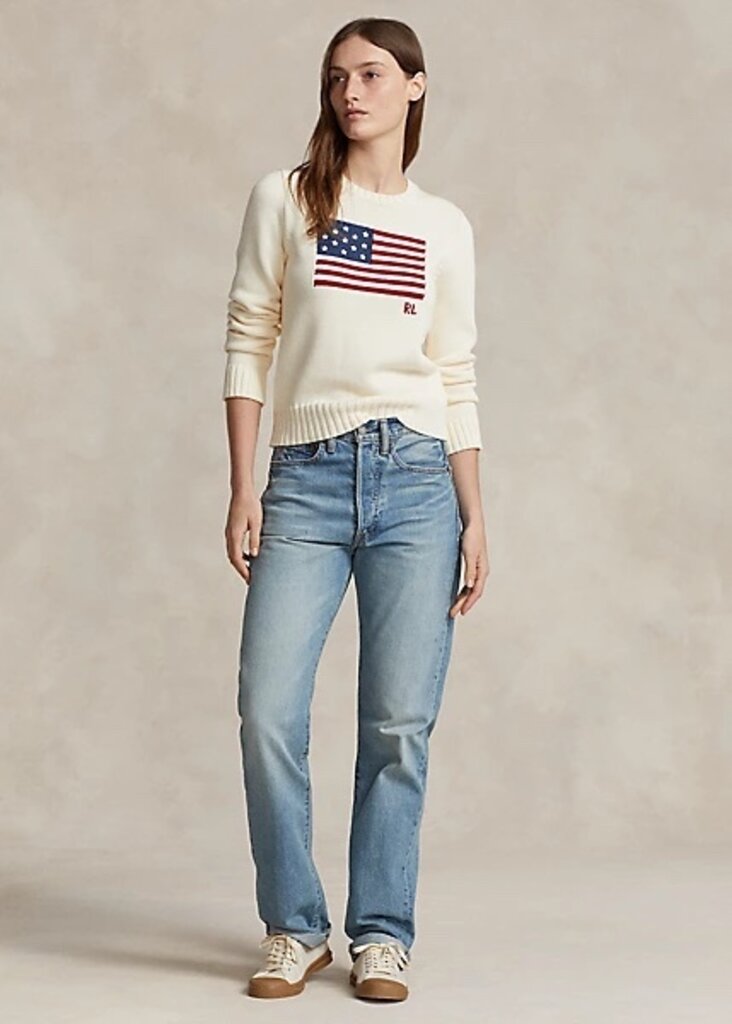 Ralph Lauren Cotton FLAG long sleeve pull - Cream