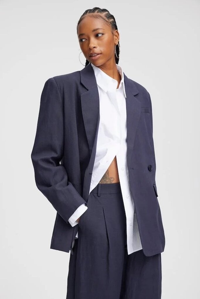 Gestuz Liza Linen Blazer - Tammy Navy