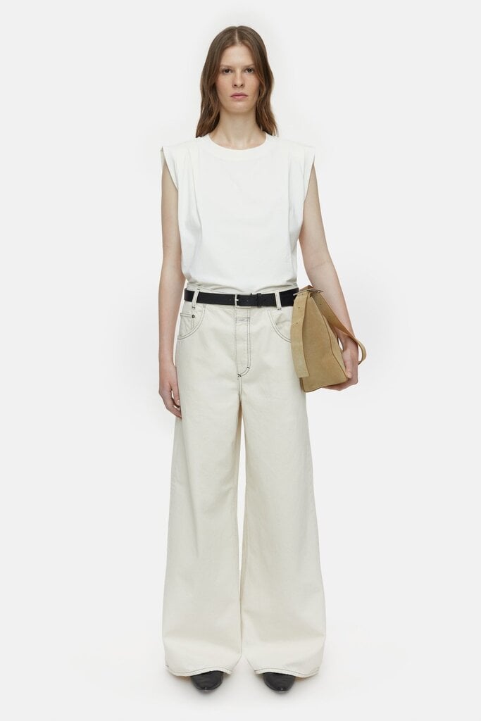 Closed Pleated Sleeveless Top - Off White