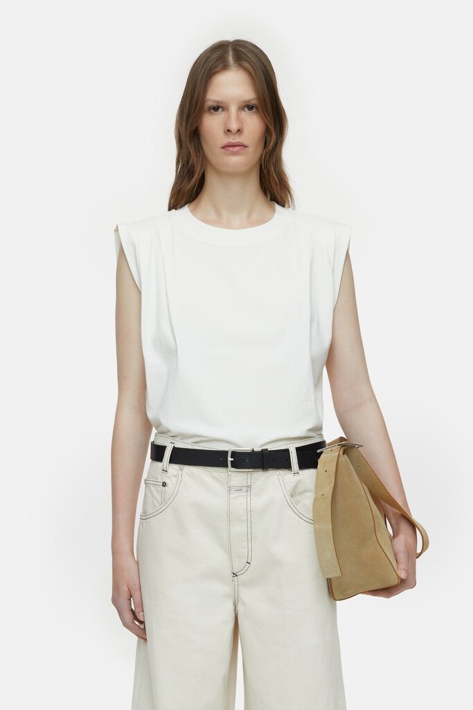 Closed Pleated Sleeveless Top - Off White