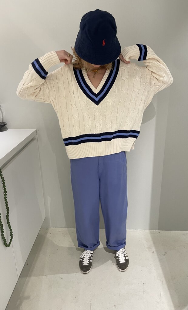 Ralph Lauren Cricket Pullover - Cream/Navy Stripe