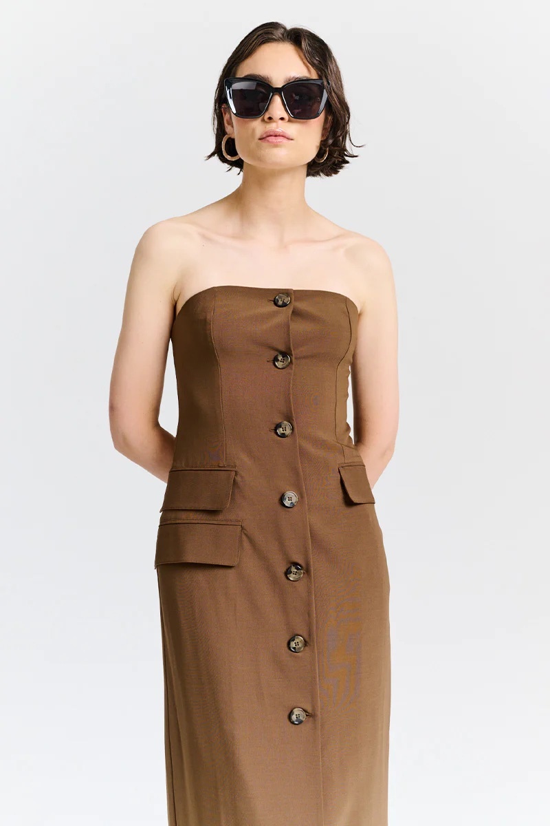Beguiling Dress - Brown - JUULS STORE
