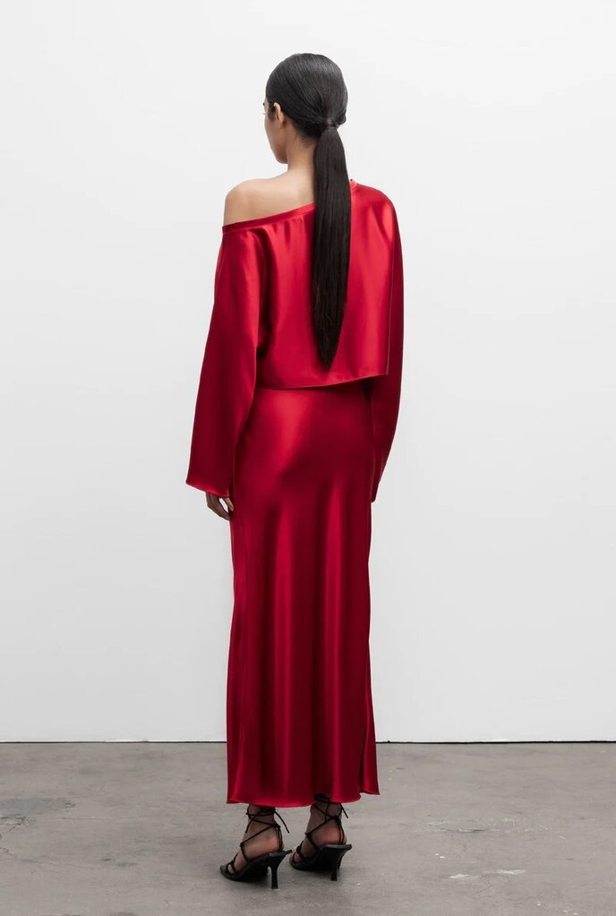 Ahlvar Gallery Hana Long Logo Skirt - Red