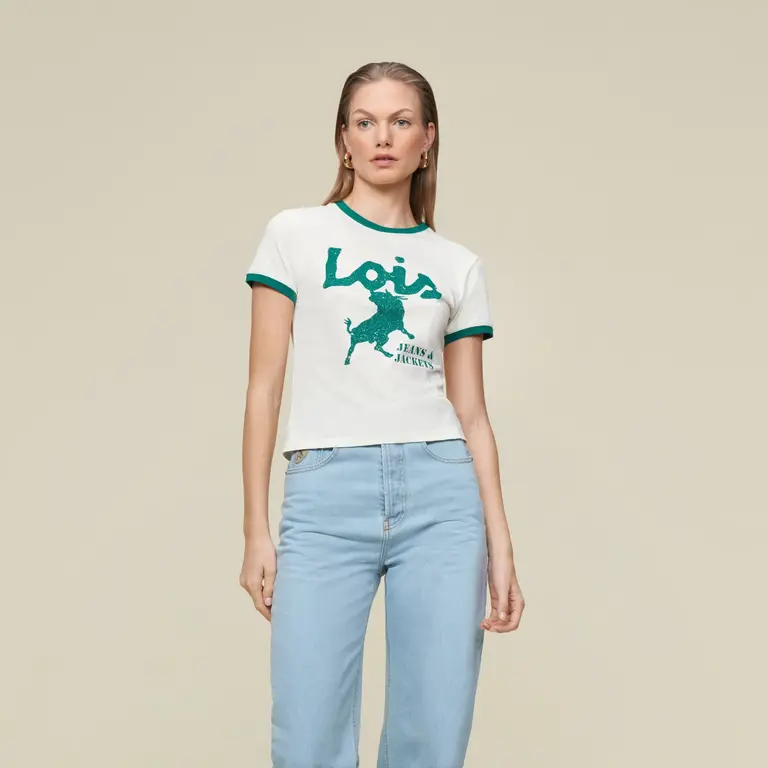 Lois Emma t-Shirt - Ecru/Bottle