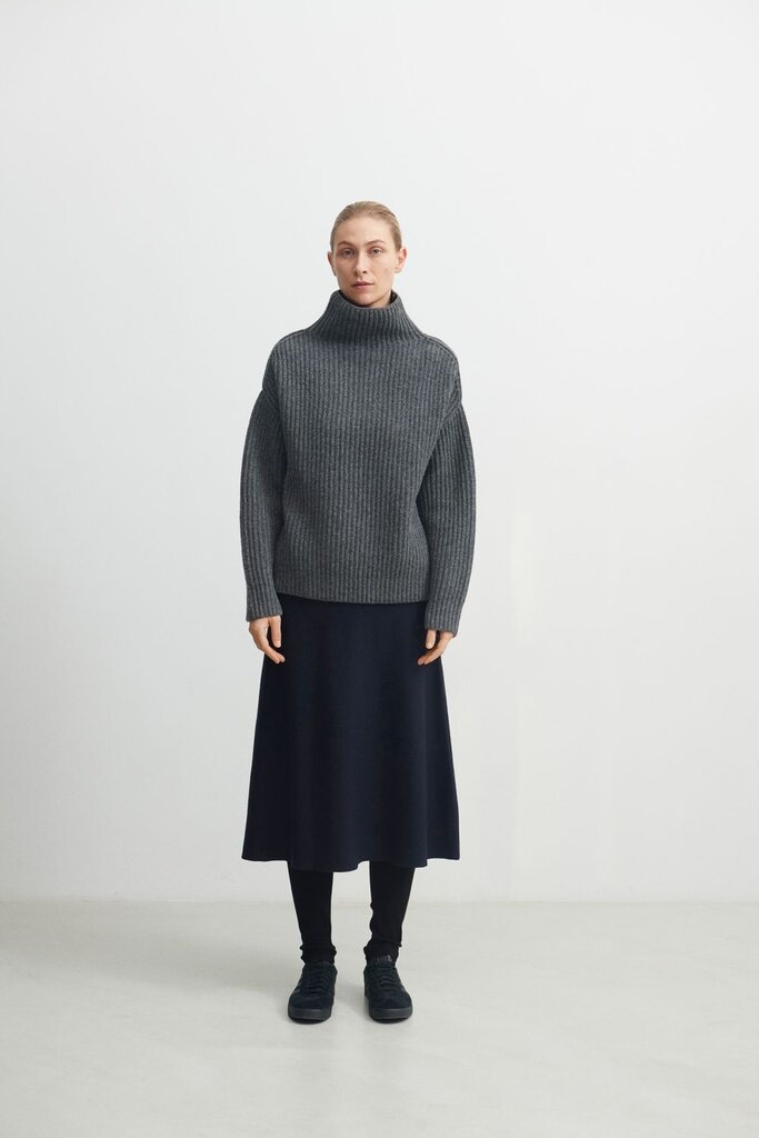 FUB Lambswool Rib Sweater - Grey Melange