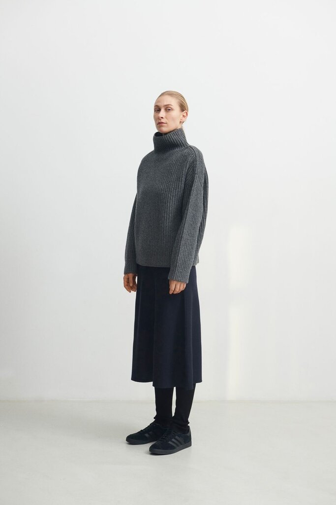 FUB Lambswool Rib Sweater - Grey Melange