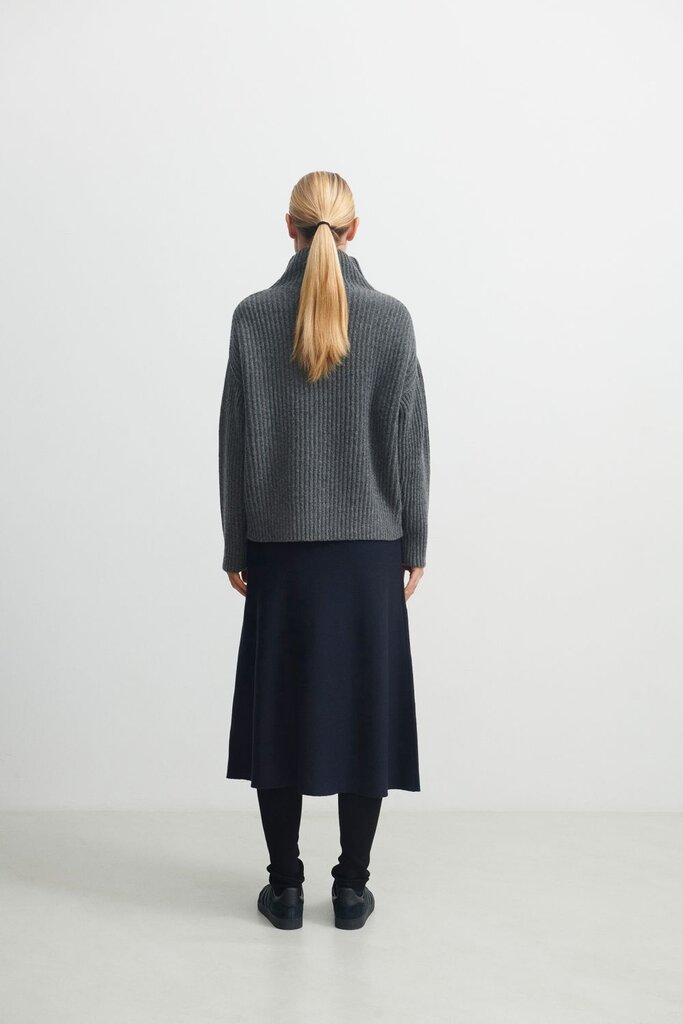 FUB Lambswool Rib Sweater - Grey Melange