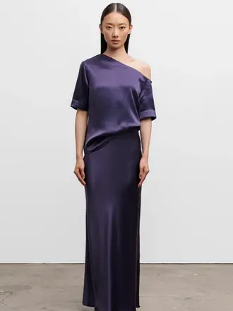 Ahlvar Gallery Hana Long Logo Skirt - Plum