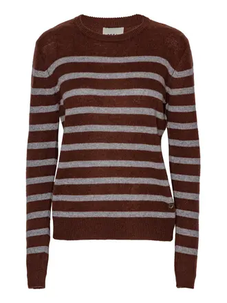 Beta Studios Bibi Striped O-neck - Brown/Grey
