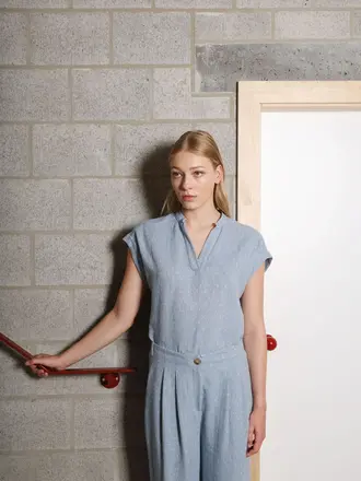 Hampton Bays Apricot Blouse - Blue Bell