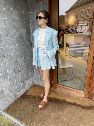 RE/BORN Jacqueline Blazer - Light Blue