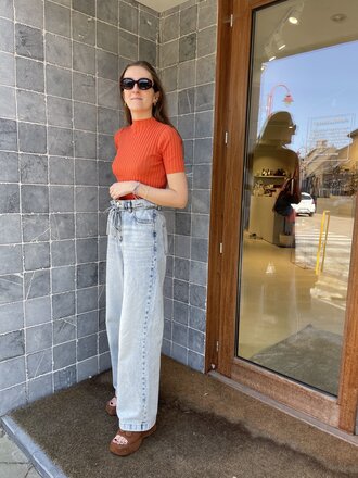 FUB High Neck Rib Tee - Tangerine