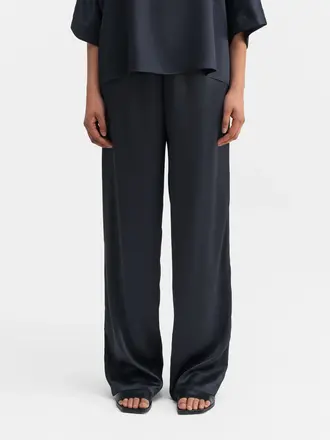 Ahlvar Gallery Ayla satin trousers - Blue grey