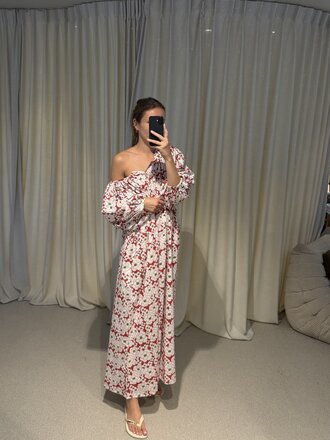 Bakar Balloon Dress - Red Flower