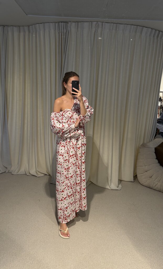 Bakar Balloon Dress - Red Flower