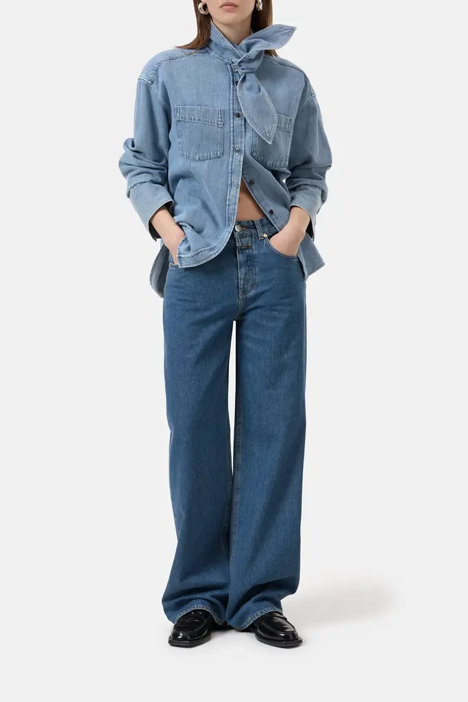 Closed Scarf Shirt - Light Blue