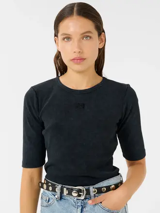 Gestuz Drew Washed Logo Top - Grey Washed