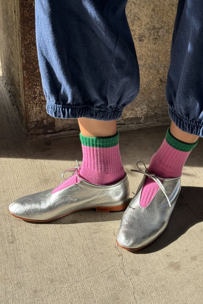 Le Bon Shoppe Color Block Girlfriend Socks - Rose Green