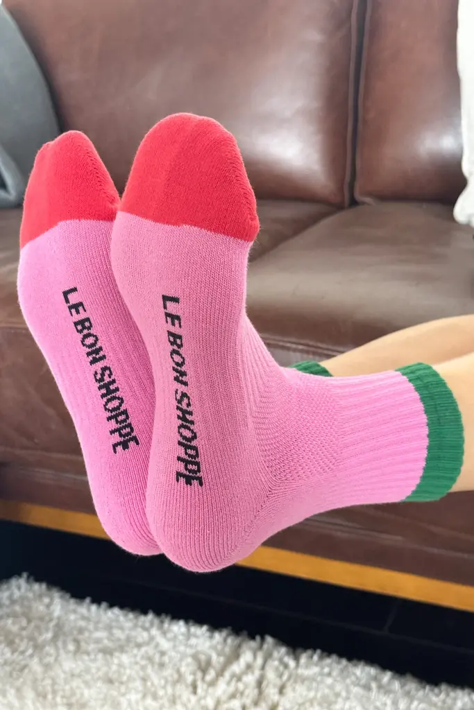 Le Bon Shoppe Color Block Girlfriend Socks - Rose Green