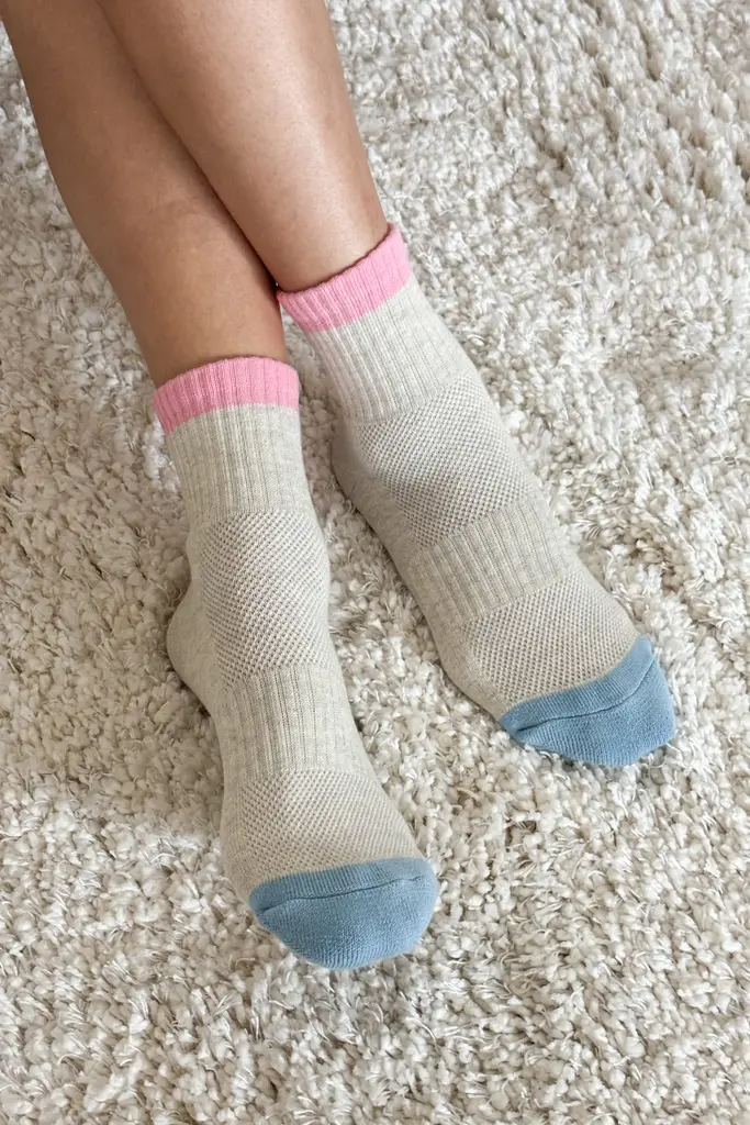 Le Bon Shoppe Color Block Girlfriend Socks - Grey Pink