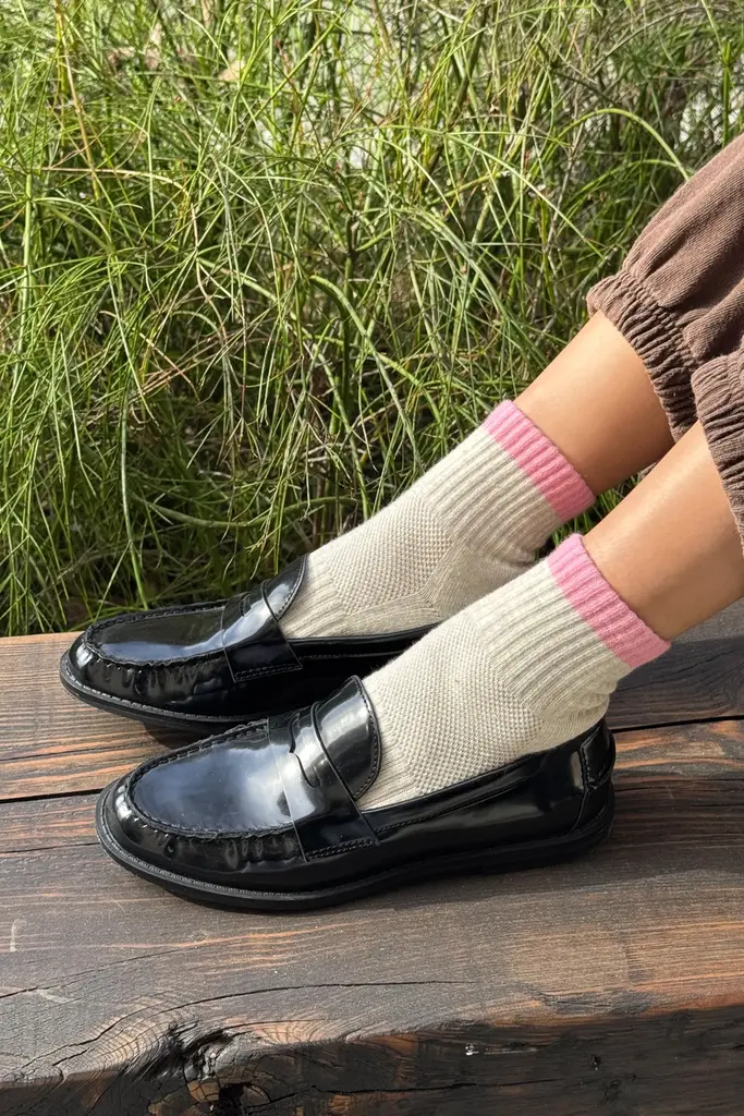 Le Bon Shoppe Color Block Girlfriend Socks - Grey Pink