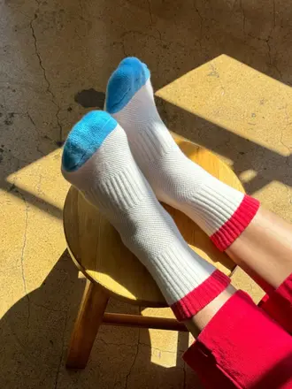 Le Bon Shoppe Color Block Girlfriend Socks - Blue Red