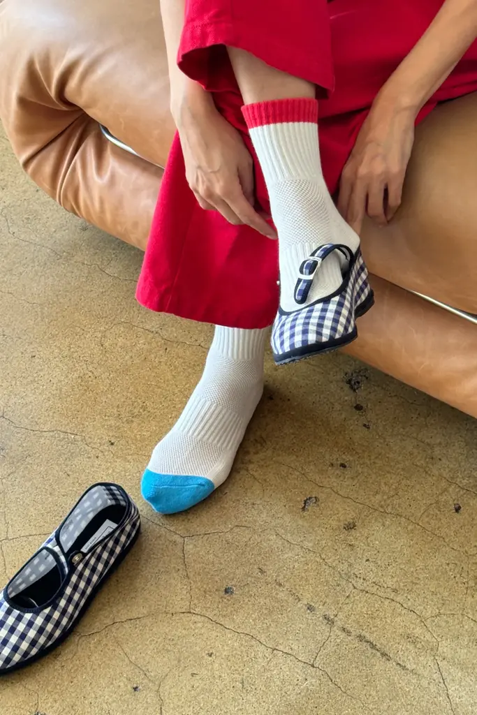 Le Bon Shoppe Color Block Girlfriend Socks - Blue Red