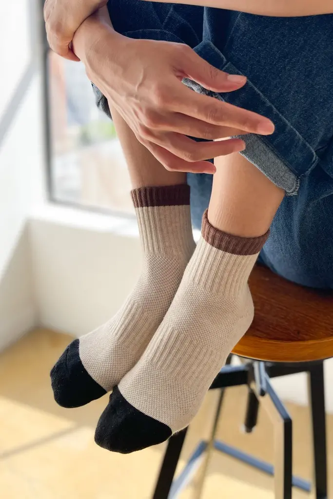 Le Bon Shoppe Color Block Girlfriend Sock - Black Coffee