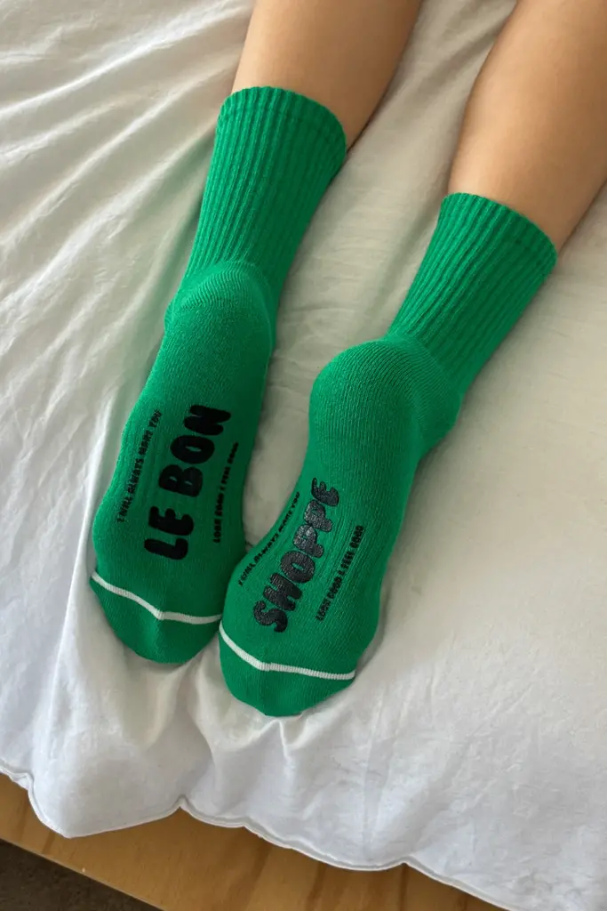 Le Bon Shoppe Hugger Socks - Kelly/Black