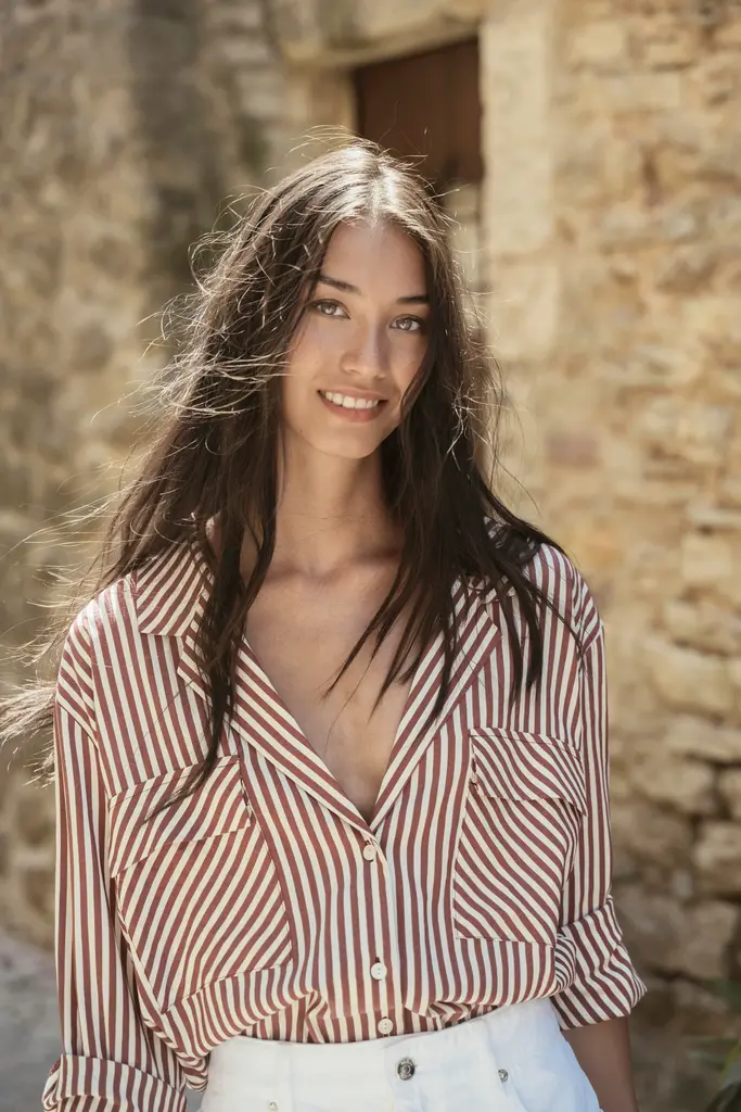 Bad Habits Sandra Shirt - Burgundy Stripes