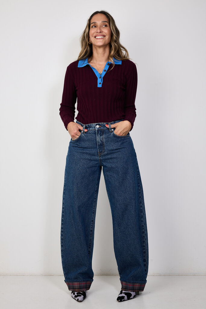 COCO Y MARIA Lemonie Polo - Aubergine/Blue