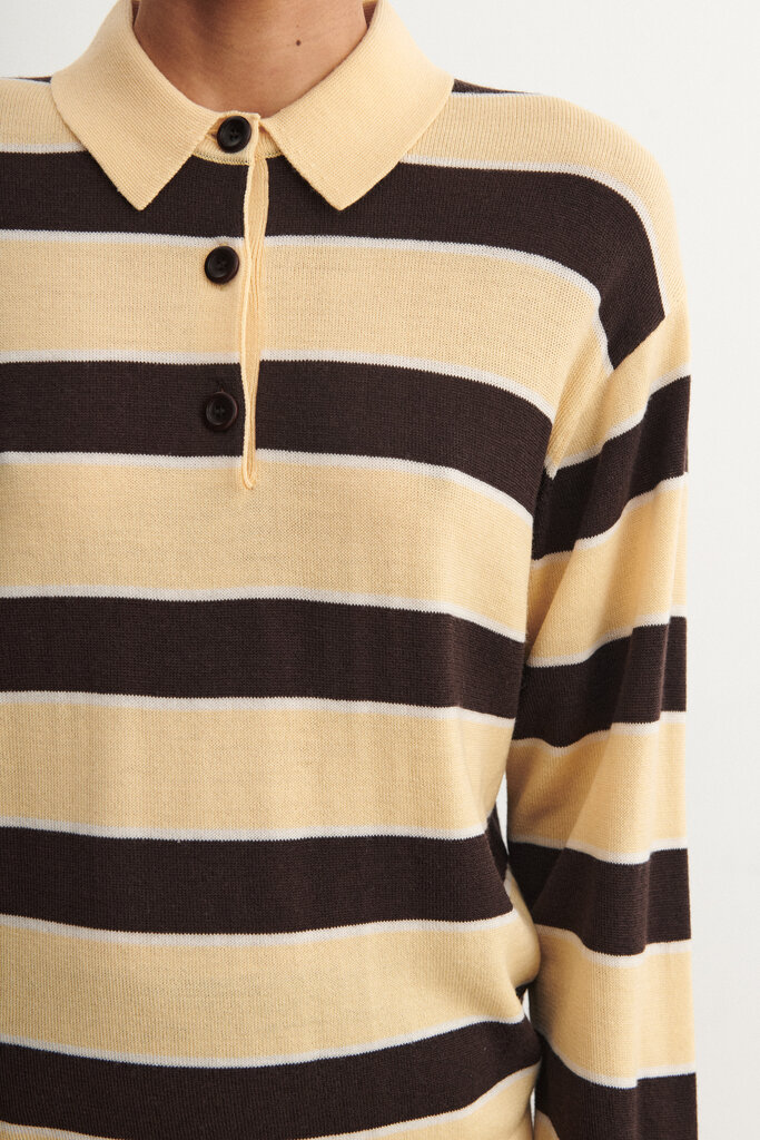 FUB Striped Polo - Wheat/Mocca