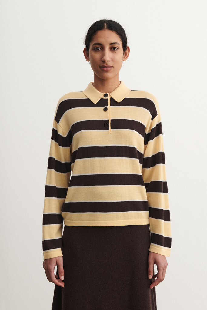 FUB Striped Polo - Wheat/Mocca
