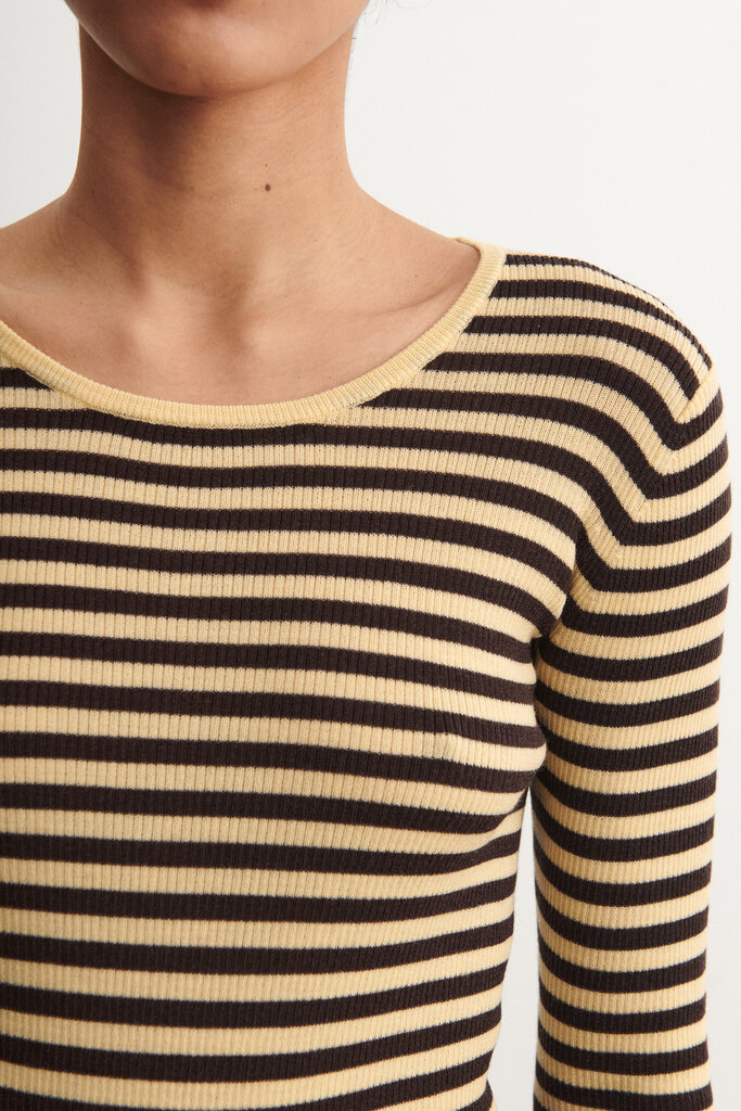 FUB Thin Rib Blouse - Wheat/Mocca