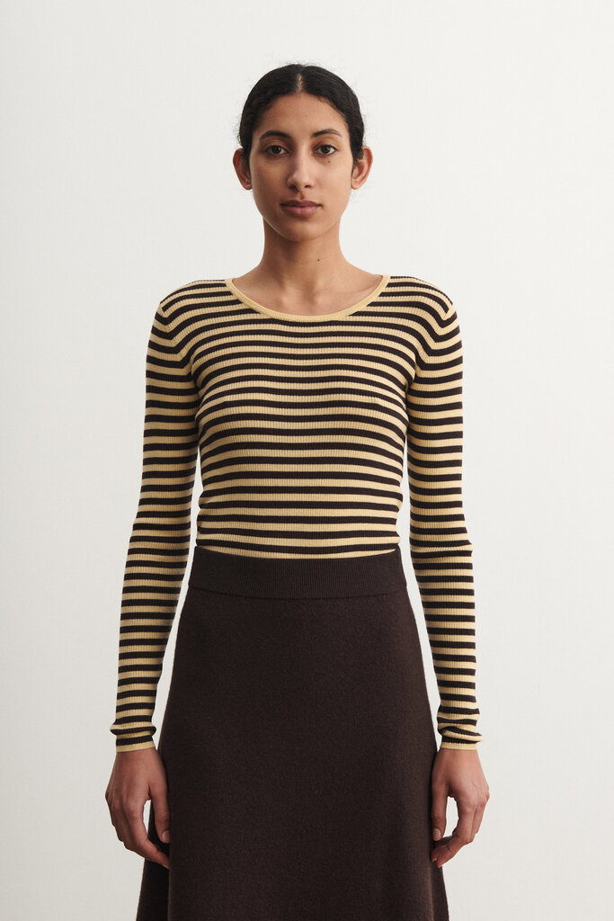 FUB Thin Rib Blouse - Wheat/Mocca