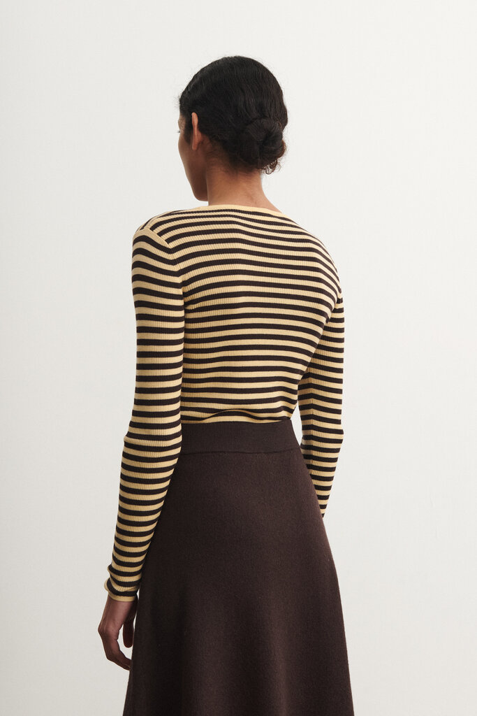 FUB Thin Rib Blouse - Wheat/Mocca