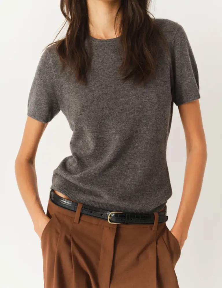 The Garment Como Knit Tee - Grey Melange