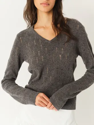 The Garment Como Mini V Sweater - Grey Melange