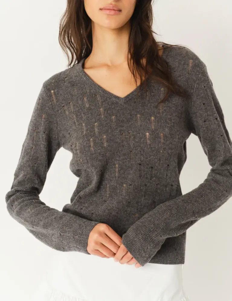 The Garment Como Mini V Sweater - Grey Melange